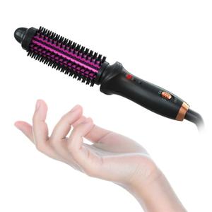 WEEYUM Mini Curling Iron Brush 1 Inch, Tourmaline Ceramic Barrel for Travel, Anti-scald Hair Curler Brush with Extra Long Cord, 2 Temperature Settings for Short Hair/Shoulder Hair E22
