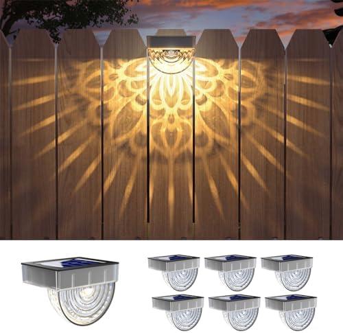 twinkya 6 Pack Solar Fence Lights Solar Outdoor Wall Lights Plastic Solar Powered Deck Step Stair Lights Waterproof Fence Solar Light for Garden Post Patio Backyard Yard Decor (Warm, 5 Pack)