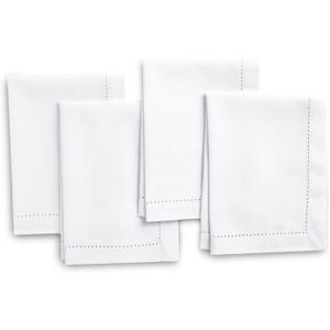 Encasa XO White Cloth Napkins Set of 4, 10"x17" | Solid Color Cotton Dinner Napkins | Washable & Reusable Wedding Napkins for Holiday Dinners, Party, & Everyday Table Decor