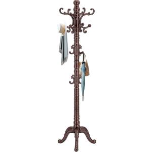 EZIVIEZ Wooden Coat Rack Stand, Solid Wood Freestanding Coat Rack, Vintage Coat Racks with 14 Hooks & Triangle Base, Standing Coat Hanger Jacket Tree Stand for Office, Entryway, Hallway