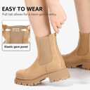 Bacia Chelsea Boots Women Lug Sole Ankle Boots Chunky Heel Slip On Booties (7, Apricot)