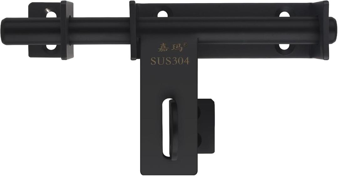Heavy Duty Barrel Bolts Safety Door Lock, 6.7 Inch Slide Bolt Gate Latch with Padlock Hole,Solid SUS304 Stainless Steel Barrel Bolt Latch for Wooden Fence, Yard Door, Barn Door, Shed Door, Interior