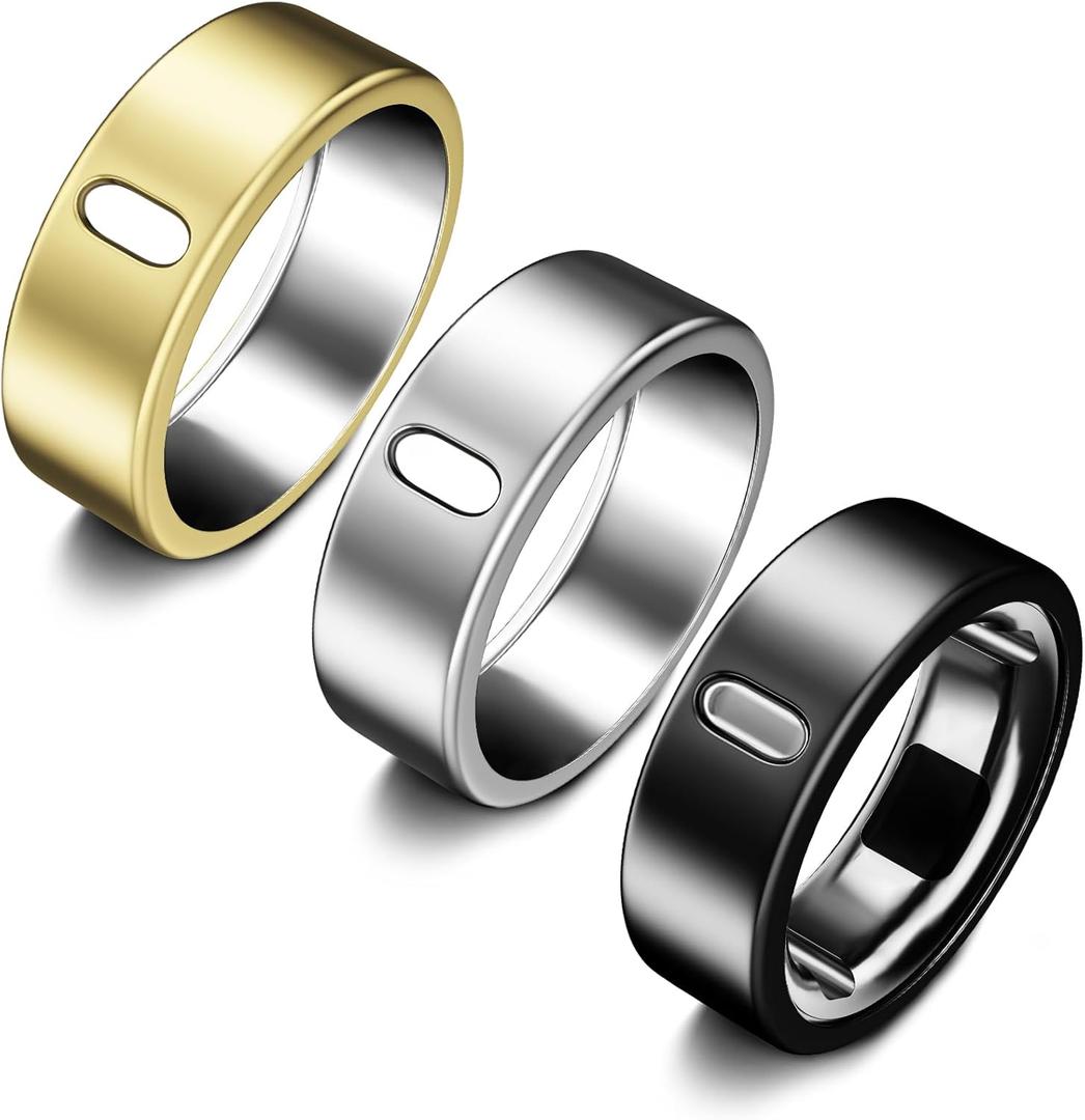 3 Pack Cover Compatible with Oura Ring Gen 4/Oura Ring Gen 3 Horizon/Heritage, Support Charging with Cover on, Anti-Scratch TPU Protector for Men Women (Size 8, Black+Silver+Gold)