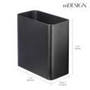 mDesign Decorative Trash Can, 12" x 6.25" x 13", Black Steel, 10 Liter/2.6 Gallon Capacity
