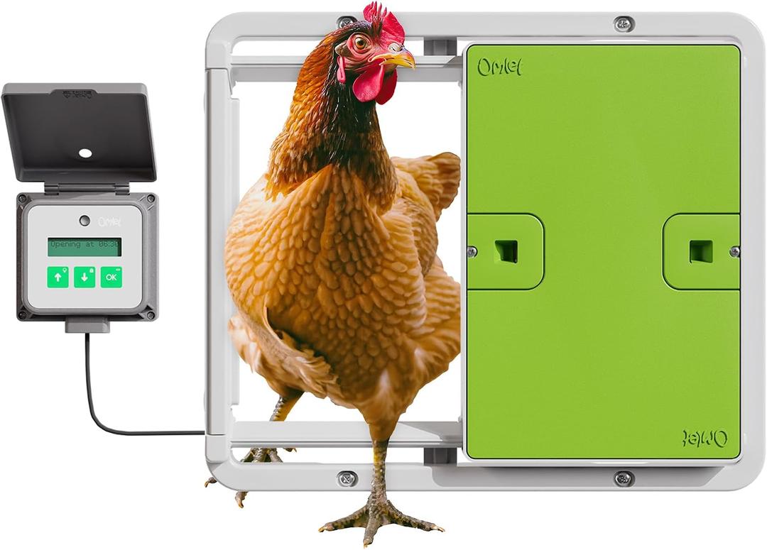 Omlet Automatic Chicken Coop Door Opener Operated by Light Sensor or Timer | Easy to Install, No Maintenance Required | Improves Coop Security and Insulation | Built-in Safety Sensors | Green