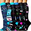 Compression Socks for Women & Men Circulation (6 Pairs) 15-20 mmHg is Best Support for Athletic Running,Nurse (Small-Medium)