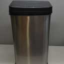 NINESTARS DZT-50-28 Automatic Touchless Motion Sensor Rectangular Trash Can, 13 Gal, Black Trim