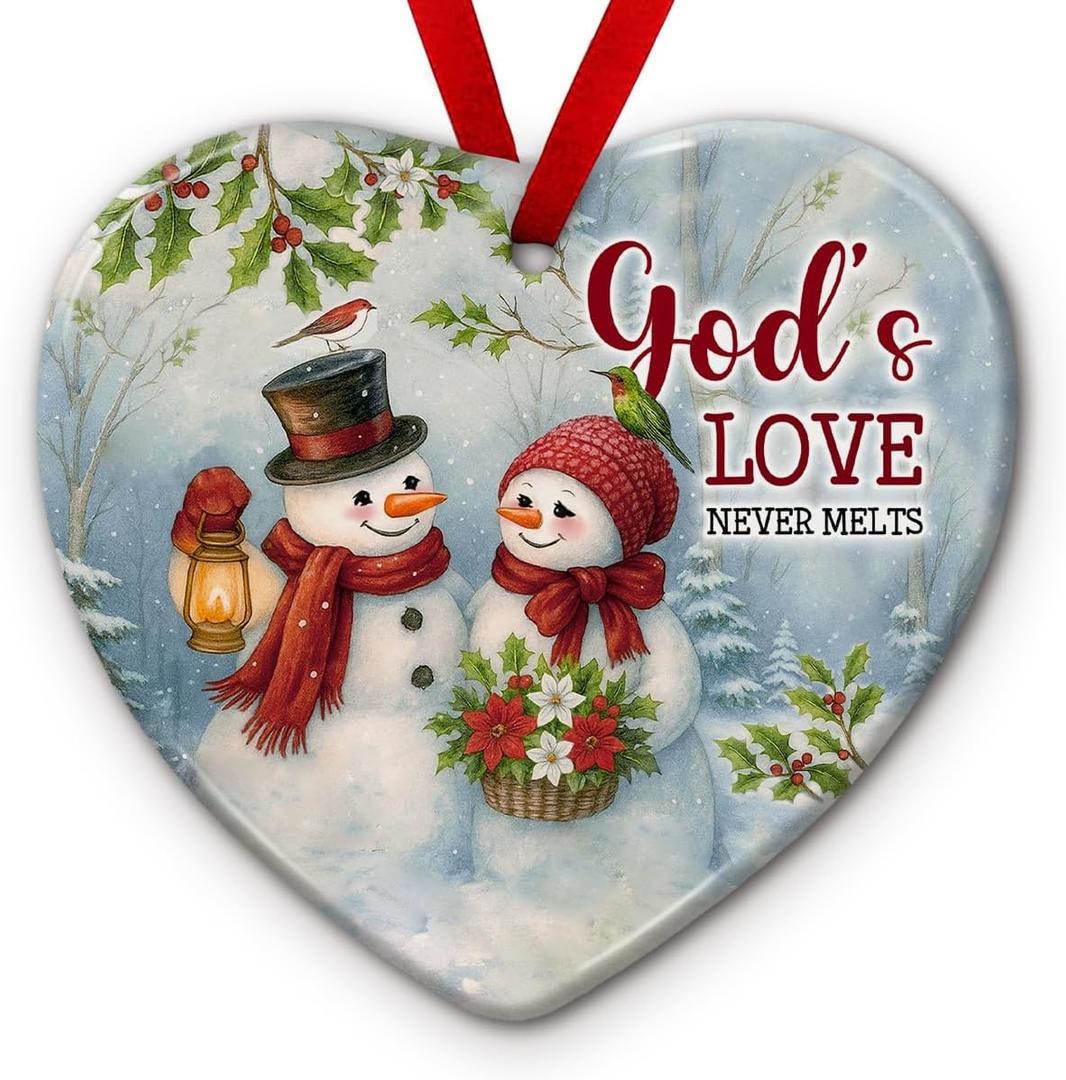 Couple Snowman Ornament 2025  Gods Love Never Melts Tree Decor - Romantic Holiday Keepsake Gift for Married, Couples, Newlyweds, Anniversary Decoration, Home Decor, Xmas Gift Idea for Her