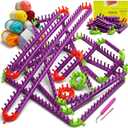 UCDRMA Adjustable Loom Knitting Kit, Up to 21 Different Sizes and Shapes Knitting Loom for Blankets/Scarves/Hats, Infinity Loom Crochet with 12 Yarn & Instructions, Flexible Yarn Loom for Beginners