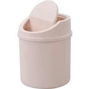 2 L Plastic Mini Desktop Trash Can with Swing Lid, Tiny Swing Top Garbage Can, Pink