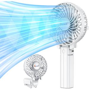 VersionTECH. Portable Handheld Fan, Powerful+Durable+4000mAh+180 Foldable, Mini Table Fans with USB Rechargeable Battery Operated Cooling Accessories for Personal Use, Travel, Office White