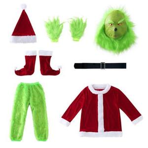 Lobllery Kids Girls Christmas Cosplay Costume Red&Green Furry Monster Hooded Santa Claus Party Outfit