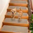 GROWLING Linen Stair Treads for Wooden Steps Indoor 36x9 inch, 15pcs Upgraded Self Adhesive Backing Non Slip Stair Carpets, Peel and Stick Stair Runner Rugs, Reusable Staircase Step Treads(Beige)