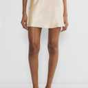 Violiyar Women's Satin Silk Mini Skirt Elastic High Waist Cute A-Line Summer Short Satin Skirts for Women Beige (XL)