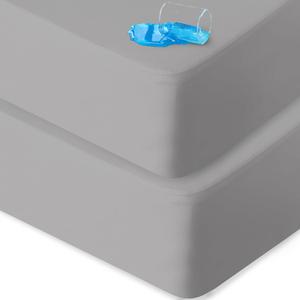 Biloban Mini Crib Sheets Fitted Waterproof 38'' x 24'', 2 Pack Mattress Protector Cover Fits for Dream on Me/Newton Mini Crib Mattress, Portable Sheet for Boys & Girl (Grey)