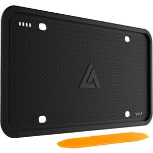 Aujen Silicone License Plate Frames Black, 1 Pack Car License Plate Frame, Universal US Car Black License Plate Holders Brackets Rust-Proof, Rattle-Proof, Weather-Proof Car Accessories(Black)