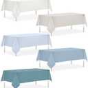 CMUSKO 54 x 108 Inch Dusty Blue Tablecloths-5Pcs Boho Light Blue Themed Plastic Table Covers for Birthday, Wedding, Baby Shower Decorations