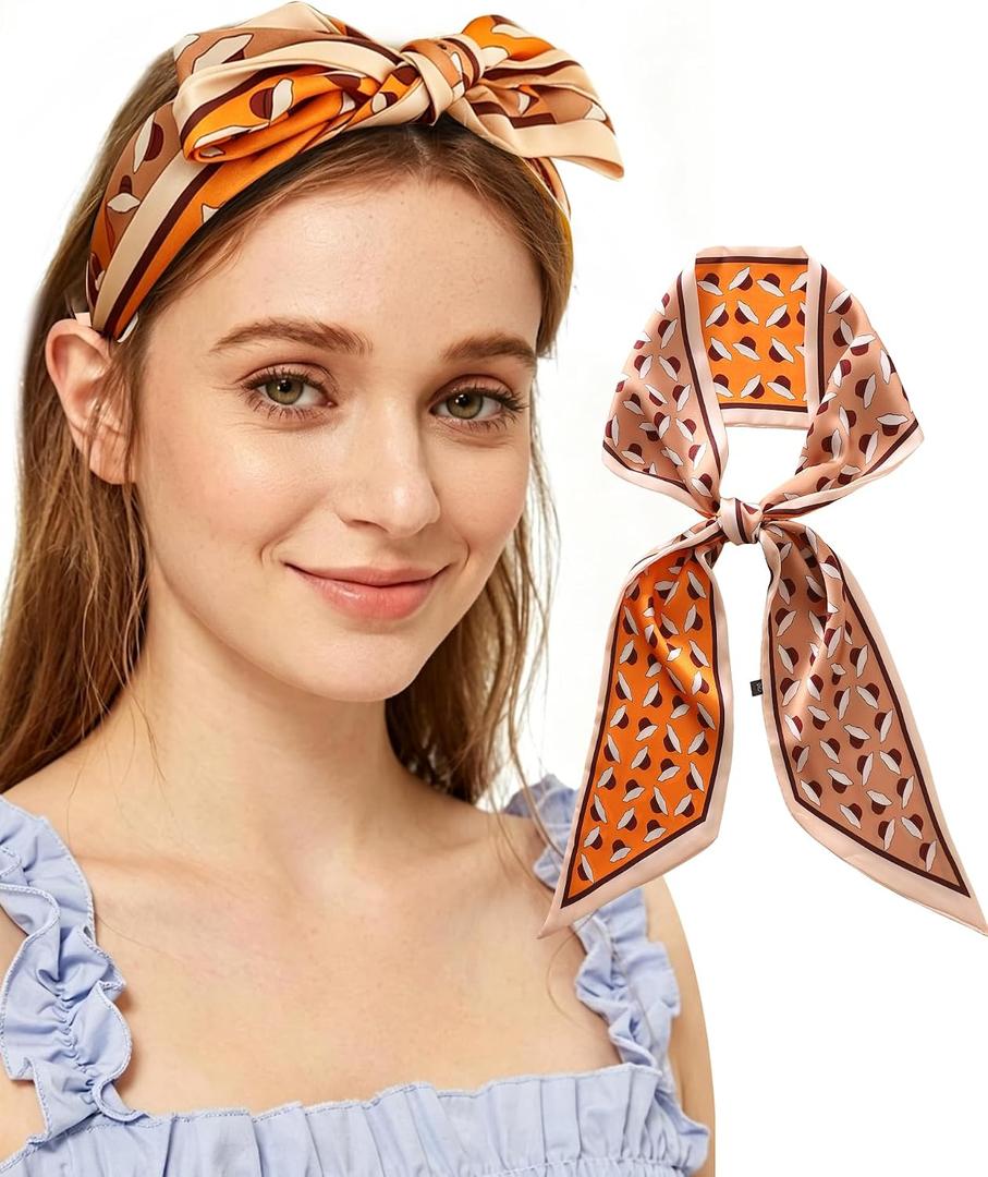 Purse Scarf for Handbags Long Skinny Scarf Bandana Silk Feeling Head Scarf Hair Neck Scarves for Women Bag