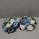 BLOSMON Flower Ball Centerpieces for Table 2 Pcs Fake Rose Centerpiece Flowers Dusty Blue Artificial Silk Floral Arrangement Center Piece Kissing Bouquet for Wedding Party Valentines Day Home Decor