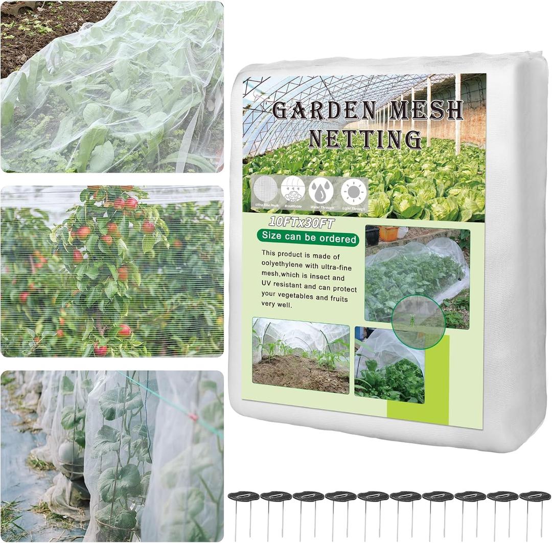 Garden Netting Plant Covers 10x33 Ft Net Ultra Fine Mesh Protection Netting for Vegetable Plants Fruits Flowers Crops Greenhouse Row Cover Raised Bed Barrier Mosquito Net Screen Protection Net Cover