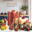 2Pcs Wooden Spoons for Cooking, Natural Premium Teak Wooden Spoon & Slotted Spoon, Good Grip Large Cooking Spoons Spatula, Heat Resistant Wooden Kitchen Cooking Utensils Set for Nonstick Cookware
