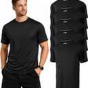Men's T-Shirts,5/6 Packs Quick Dry Short Sleeve T-Shirt Lightweight Workout T Shirts for Gym,Athletic,Running (Black, S)