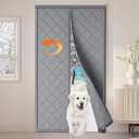 QNLONG Magnetic Thermal Insulated Door Curtain Fits 36"X80" Doors, Thermal Door Cover for Winter Curtain Size 38x82 Inch Oxford and Cotton Fill (Dark Gray)