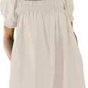 Huaqiao Womens Summer Linen Mini Dress Sundress 2025 A-Line Beach Casual Loose Dress with Pockets S