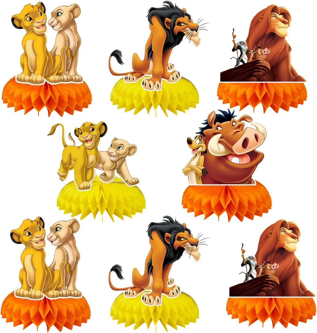 6 PCS Lion-king Honeycomb Centerpieces lion Honeycomb Centerpieces for lion Party Supplies