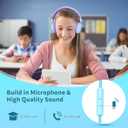 Olyre Kids Headphones, Toddler Headphones with Cord for School Plane Travel, Lightweight Stereo Wired Children Earphones with HD Microphone for Boys Girls for PC Cellphone Tablet(Icy Mint Blue/Purple)