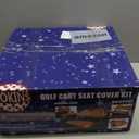 NOKINS 4PCS Golf Cart Front and Rear Diamond Seat Covers and Golf Cart Rear Armrest with Cup Holder Kit (Fits 1-inch Square Tube) for Yamaha/Club Car/EZGO (Black Stitching)