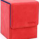 Magic Card Deck Box for MTG Single Deck Card Box fits 100+ TCG Sleeved Cards Soft Leather Card Box Top loading Card Boxes Magic Gift for MTG TCG CCG (Vertical,Red)