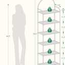 Hzuaneri Bookcase Bookshelf, Tempered Glass Bookshelves, Slim Shelving Unit for Bedroom, Bathroom, Home Office, Steel Frame, 6 Tier Gold BC21699G, 11.8"D x 23.6"W x 71"H