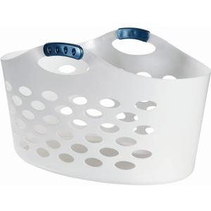 Rubbermaid 1.5 Bushel Capacity Durable Versatile Flex N Carry Portable Flexible Laundry Basket With Convenient Carrying Handles, White, Organization and Storage for Laundry/Garage/Home
