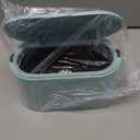 Mini Trash Can with Lid Removable Small Garbage Can, Tiny Plastic Trash Bin, Pop Up Countertop Wastebasket, Counter Garbage Lint Bin (Light Blue)