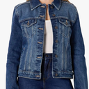 Amazon Essentials Women's Regular-Fit Low Stretch Denim Trucker Jacket with Pockets M