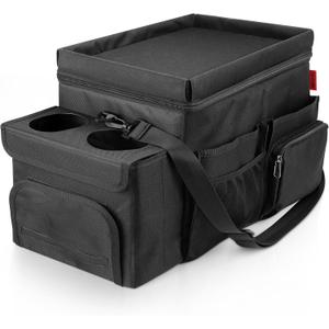 Waterproof Car Organizer with Lid, Car Cooler Bag with Cup Holder and Tissue Box (Large)