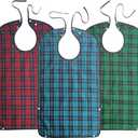 2 x Adult Bibs for Men Women Elderly Reusable Large Adult Bibs Reusable Waterproof Clothing Protector with Crumb Catcher (3pack Blue+red+grey)