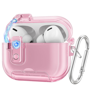 TiMOVO Case for AirPods Pro 3 (2025) with Secure Lock, Anti-Smudge, Soft TPU Transparent Cover for Apple AirPod Pro 3rd Generation with Phone Stand Function, Cleaning Kit & Keychain, Clear Pink