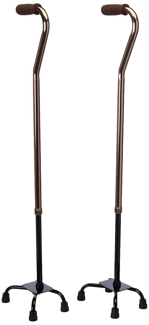 Medline Quad Cane, Small Base, Bronze - Reliable Mobility Aid for Stability and Balance, Supports up to 300 lbs, Pack of 2