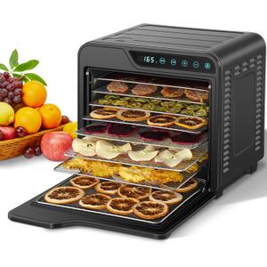Food Dehydrator, 8-Tray Stainless Steel Jerky Dehydrator, 625W Food Dryer with Adjustable Timer & Temperature, 165F dehydrators for Jerky, Dog Treats, Herbs, Fruit, and Yogurt (50 Recipes)