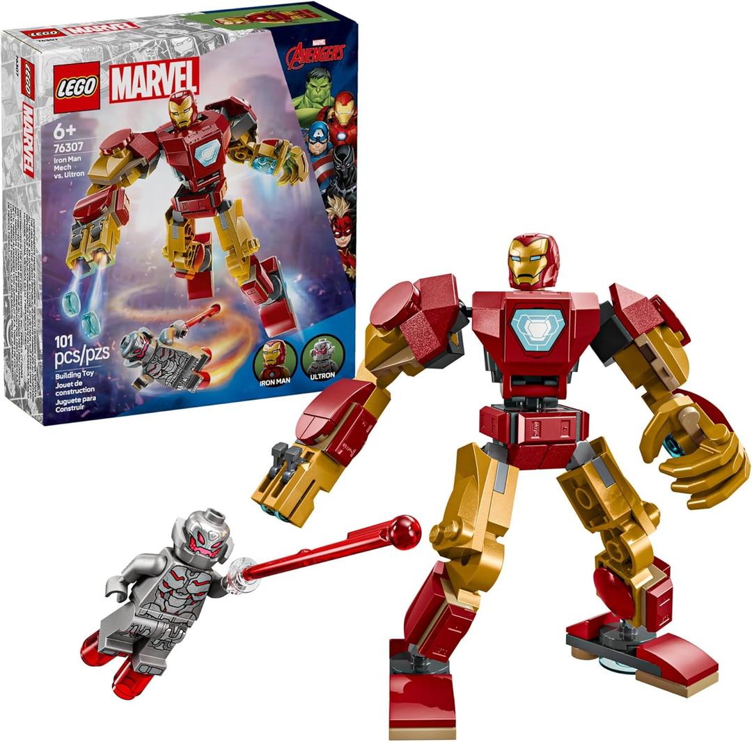 LEGO Marvel Iron Man Mech vs. Ultron Building Toy Set - for Kids, Boys and Girls, Ages 6+ - Buildable Action Figure - Superhero Gift for Birthday - 76307