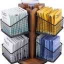 HTB Carousel Tea Bag Organizer for Counter, 2 Tier Tea Bag Holder with 6 Removable Tea Baskets and Acacia Wood Station, Tea Organizers and Storage for Cabinet, Countertop
