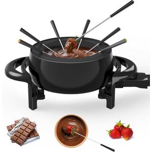Electric Fondue Pot Set, 3 Quart Fondue Set for Melting Chocolate Cheese with 8 Color-Coded Forks, Adjustable Temp Control, 1000W Non-Stick Fondue Maker for Dessert, Broth and Oil