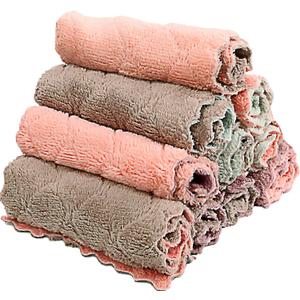 Microfiber Kitchen Washcloths, Super Absorbent Coral Velvet Dishtowels, Premium Table Cleaning Cloths, Non-Stick Oil Quick Dry Dish Towels, Soft Tea Towels, 10 Pack