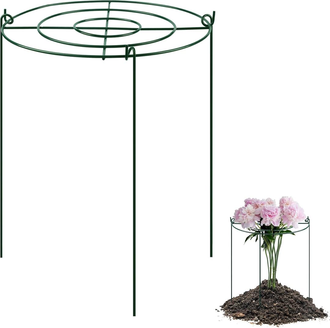 18 Inches Peony Cages and Supports Grow Through Plant Supports Ring Hoop with 3 Legs, Pack of 3