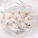 12pcs Small Mini Pearl Claw Clips with Flower Design, Sweet Nonslip Bangs Clips Decorative Hair Accessories for Women Girls