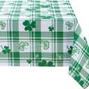 Hiasan Waterproof Checkered Tablecloth for St Patrick's Day - 60 x 120 Inch Fabric Rectangle Spring Table Cloth for Dining and Outdoor Use, Green and White Gingham