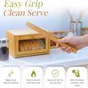 Chirons Pantry Bread Box with Clear View Window, Premium Bamboo Bread Storage for Kitchen Countertop, Farmhouse Organizer with Lid for Brioche, GlutenFree Loaves and Everyday Baked Goods