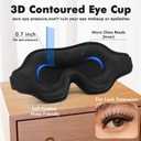 Sleep Eye Mask for Men Women, Weighted Sleeping Mask for Side Sleeper, Travel Blackout Night Blindfold Eye Shade Cover with Adjustable Strap (Obsidian)